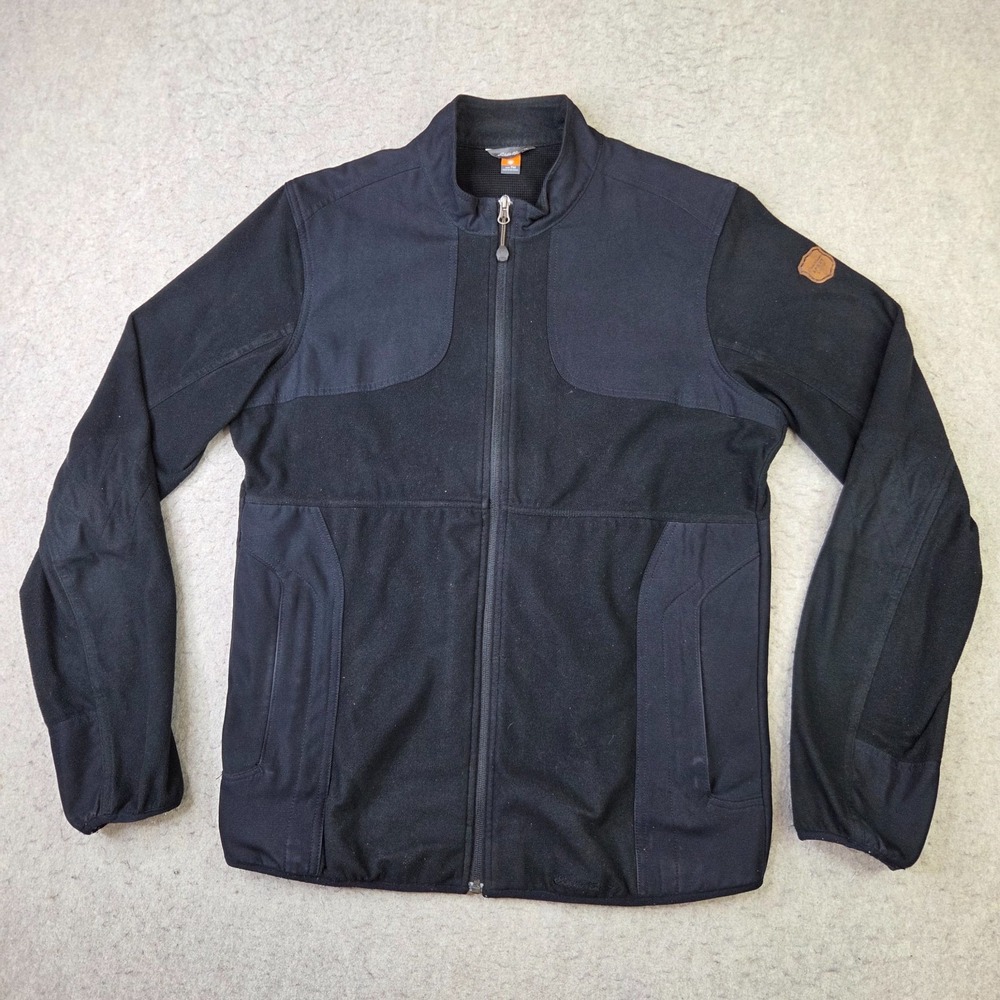 Eddie Bauer Sport Shop Jacket Mens M Tall Black Fleece Full Zip Hiking
